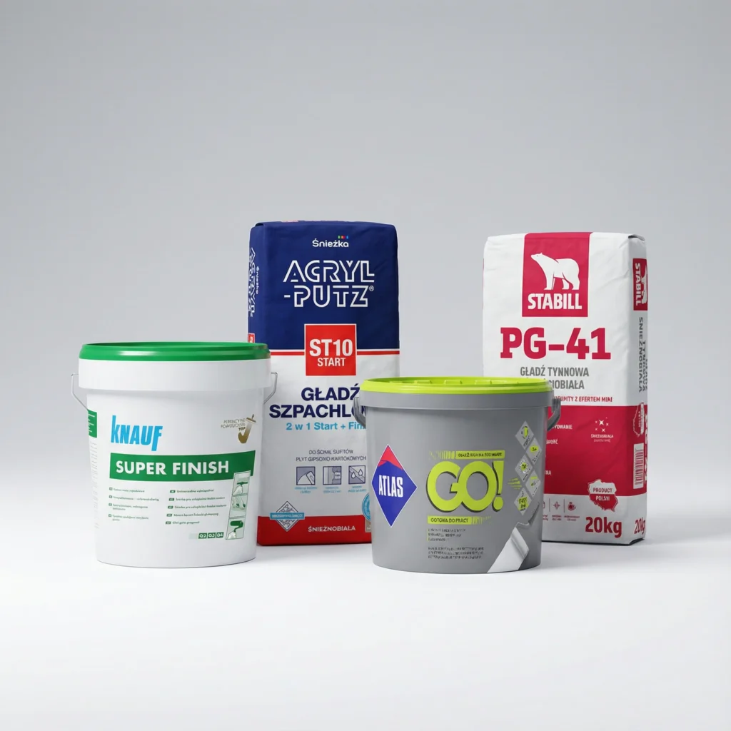 Gładzie szpachlowe sypkie i gotowe marek Knauf, Śnieżka, Atlas w ofercie Multikolor Jasło